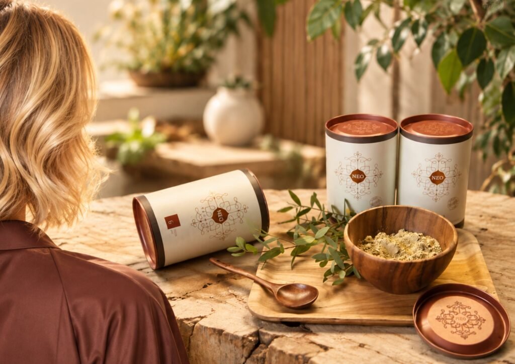 Productos de barros para coloración capilar natural en Alma Peluquería, especializada en cuidado del cabello en Chamberí, Madrid.